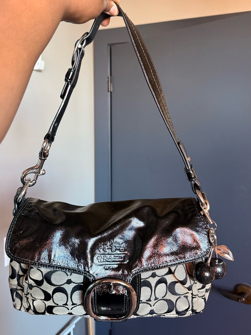 Coach Bleeker Black and Gray SoHo Large